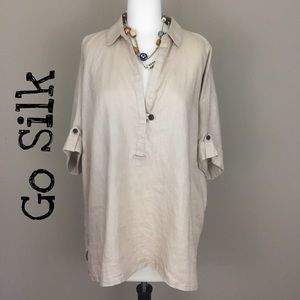 Go Silk Linen Tunic Top Size Medium